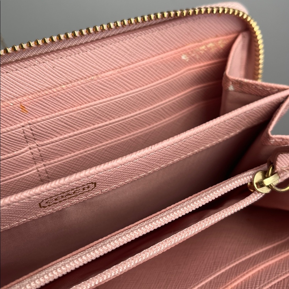 Coach Pink and Gold Heart Pattern Wallet - Picture 5 of 12